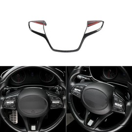 JUIVEEL Carbon Fiber Style Steering Wheel Button Panel Cover Interior Steering Handle Button Frame Protective Sticker Compatible with Genesis G70 2017-2024 Accessories