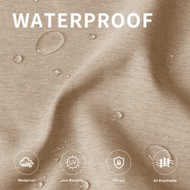 Easy-Going Linen Look Outdoor Curtains Waterproof Windproof Porch Curtains, Soft Thicken Outdoor Privacy Curtains for Patio, Gazebo, Grommet Top and Tab Bottom Drape, 1 Panel, 54x96 inch, Beige