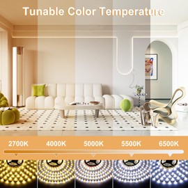 PIZHLO LED Strip Lights, Upgraded 16.4ft Dimmable 2700K-6500K LED Light Strips with Remote Bright Light, 600 LEDs Flexible Lights with Strong Adhesive for Bedroom, Mirror, Kitchen Under Cabinet Decor