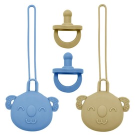 EIROVYA Schnullerbox Silikon 2 Stück,Schnulleraufbewahrung,Koala Design,BPA-frei,Pacifier Holder,Schnuller Aufbewahrung,Baby Sachen für Neugeborene