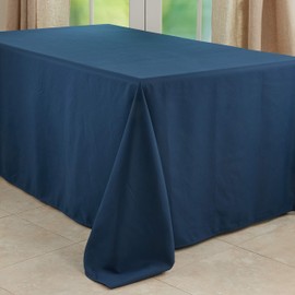 SARO LIFESTYLE Collection Casual Design Everyday Tablecloth, 90" x 132", Navy Blue