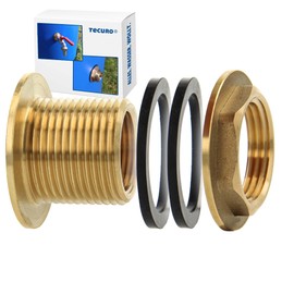 tecuro Tank Fitting Barrel Fitting Container Screw Connection Brass with 1 1/4 Inch Male Thread x 1 Inch Internal Thread