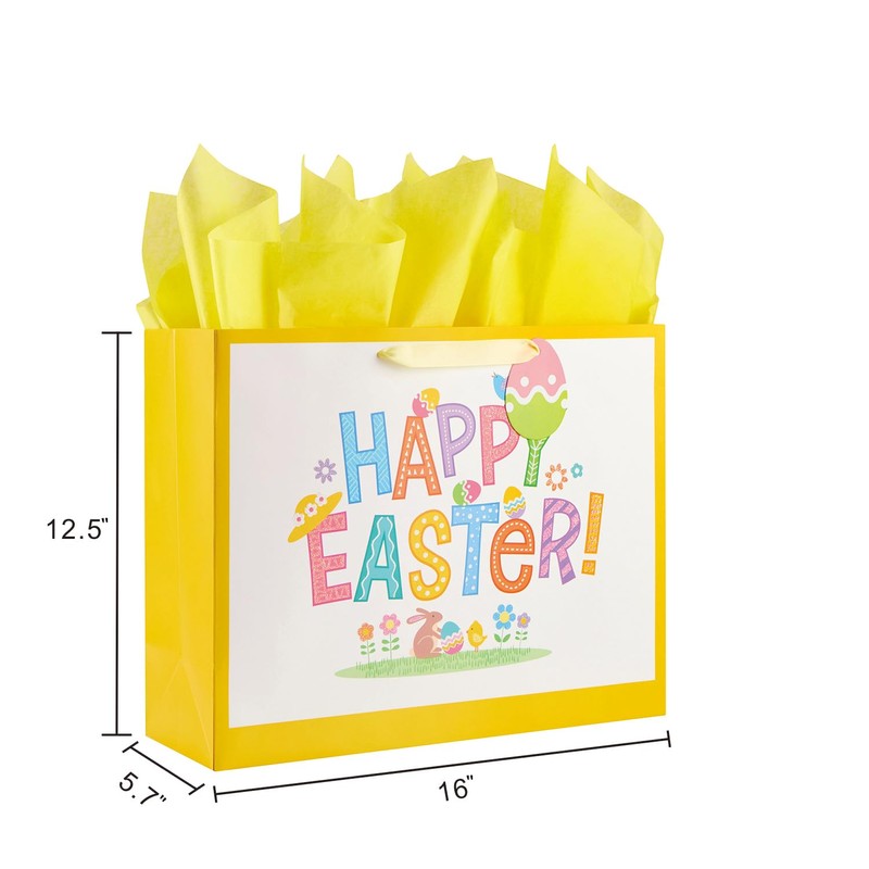 Bobobag 16" Large Easter Gift Bag with Tissue Paper and