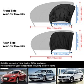 Erato 4PCS Car Side Window Sun Shades Zipper Stretchy Double Layer Mesh Window Screen Sunshades for Car Truck SUV Camping UV Protection Breathable Mesh Side Window Shades for Baby Pet