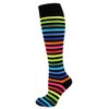 Macahel Ladies Girls Striped Knee high Socks 4-8 (Dark Rainbow)