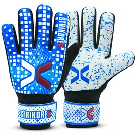 StrikoreX Soccer Goalkeeper Gloves for Kids Youth Football Goalie Gloves with Strong Grips of 4mm Latex Palm (Cyan/White, 7)