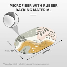 YNXTYB Oval Bath Mat Forest Tropical Leaves Diatomaceous Mud Mats with Rubber Backing Ultra Soft Washable 23.6"×15.7" Quick Dry Thin Bath Rugs for Bathroom Floor Bathtub Vanity Easy Care