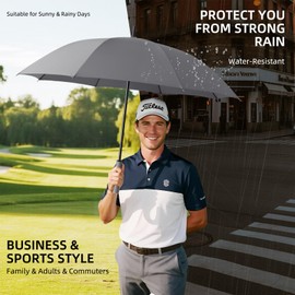 Trenovo Heavy Duty Large Golf Umbrella for Rain, Big Automatic Golf Umbrellas Windproof, 57 Inch Extra Large Oversized Umbrella for Rain Sun for Men Women-Grey
