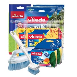 Vileda Kit Paño Microfibra Accesorios Limpieza Pisos Secos