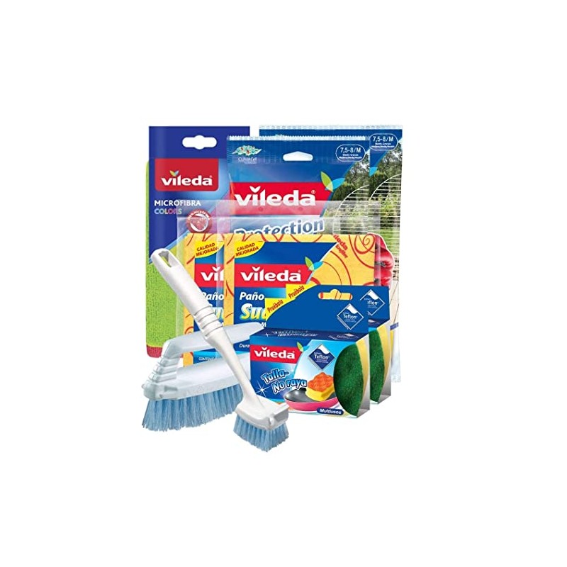 Vileda Kit Paño Microfibra Accesorios Limpieza Pisos Secos