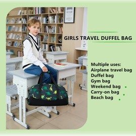 Lmwzh Kids Duffle Bag For Boys Perfect For Early Elementary Overnight Travel Bag With Shoes Compartment Dry And Wet Pocket Carry On Weekender Bag (Dinosaur)