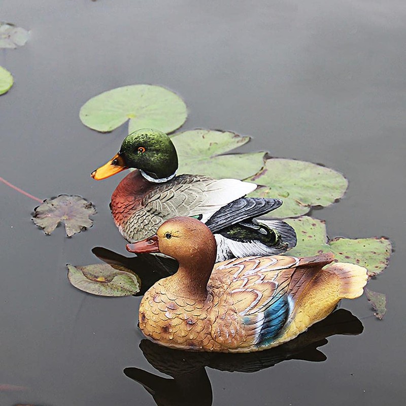 Outdoors Mallard Duck Statue, Realistic Duck Floater Floating Duck Decoys