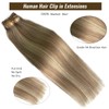 Clip in Hair Extensions Real Human Hair,Golden Blonde Balayage Blonde