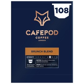 CafePod Coffee Pods Nespresso Compatible Brunch Blend 108 Aluminium Capsules