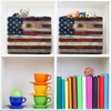 Retro American Flag Storage Basket Collapsible Storage Box with Leather
