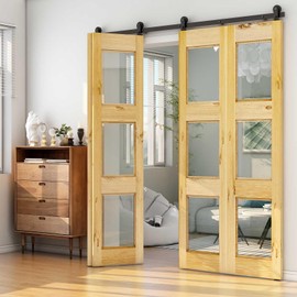 TSMST 9ft/108 Bifold Sliding Barn Door Hardware Kit for 4 Doors, Heavy Duty, Quiet Operation, Rustic Style, Steel, 1.58 inches Thick, Kit Includes Hardware, No Doors