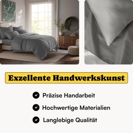 Seralino Organic Fitted Sheet 140 x 200 cm Cotton Grey Dark Grey | Flat Sheet 140 x 200 cm High Mattress up to 30 cm Base Height | Linen Cloth 140 x 200 cm Made of 100% Organic Cotton | Extra Soft