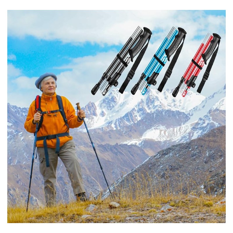Meichoon Walking Poles Pair 5 Section Foldable Lightweight 266g/0.69lb Each