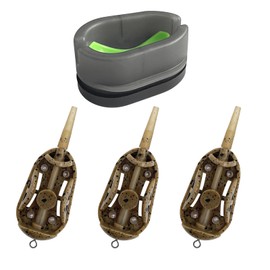 YOTO Carp Fishing Method Feeder Kit – 3 Inline Feeders with 1 Quick Release Mould, Ideal for Baiting Carp, Coarse Fishing