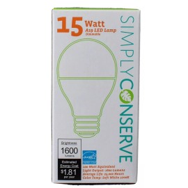 Simply Conserve 6PK Simply Conserve 15W LED Bulbs A19 Dimmable  2700K Warm White Light 6 Pack
