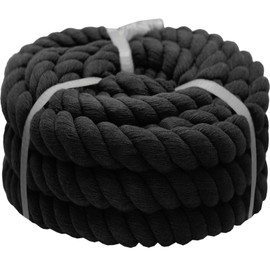 VEIZEDD Natural Cotton Rope 1 Inch x 10 Feet Thick Black Rope for Tug of War,Outdoor Sports,Swing,Home Decoration