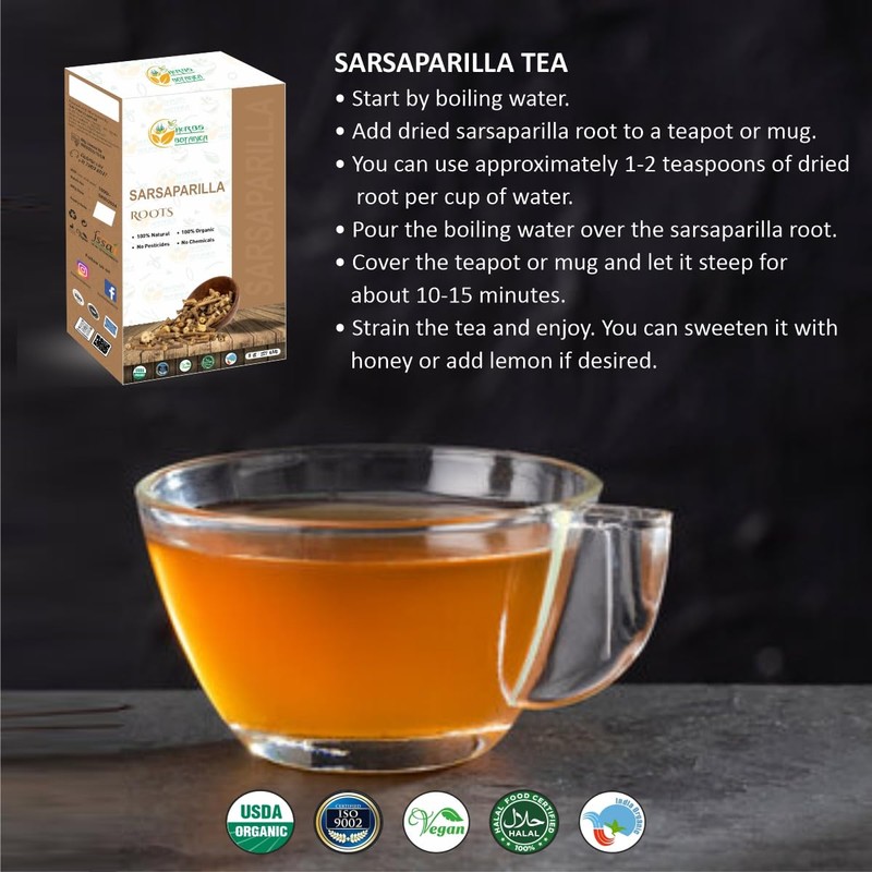 Herbs Botanica Organic Sarsaparilla Root/Sasperella Root for Herbal Tea Hemidesmus