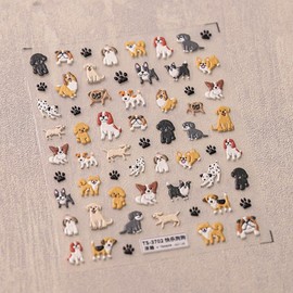 Dog Nail Stickers 5D Embossed Dog Nail Decals Luxury More Than 50 Pattern Design Dog Nail Art Stickers Self-Adhesive Nail Art Accessories Animal Nail Art Supplies for Women Manicure