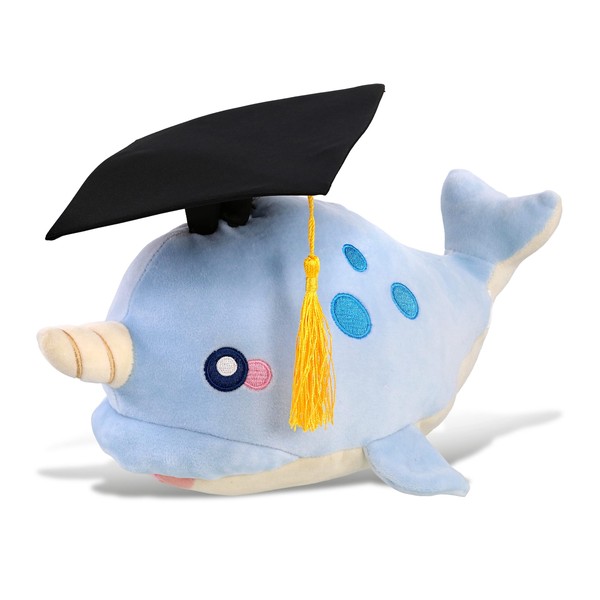 DolliBu Blue Narwhal Graduation Plush Toy - Baby Soft Plush