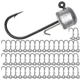 50 Pack Ned Rig Jig Hook Kits, Jig Heads for Soft Lures, Standard Fishing Jig Hooks, 3/8oz 1/8oz 1/6oz 1/4oz