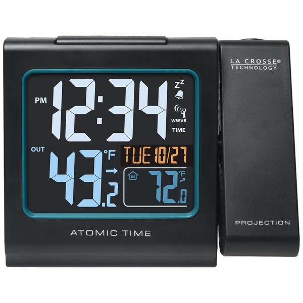 La Crosse Technology 616-146 Color Projection Alarm Clock with Outdoor temperature & Charging USB port