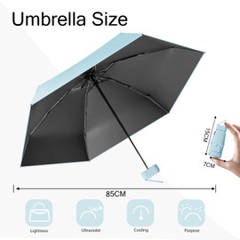 MPXEAVG Compact Umbrella, Mini Umbrella, Umbrella UV Protection, Women's Small Ultralight, Parasol Portable, Umbrella Box, sky blue