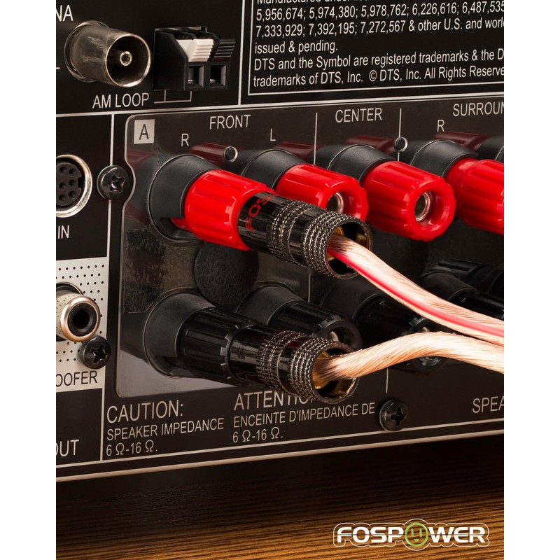 FosPower (4本セット / 2ペア) バナナプラグ コネクタ【ねじ込み式 / 24k 金メッキ /