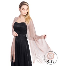 FAIRYGATE Halstuch Damen mit kostenloser Schalschnalle Umschlagtuch Schals & Tücher für Damen Schal Mit Quasten Reversible Shawl Weiches Netz Fransen Wraps für Hochzeit Party A0521