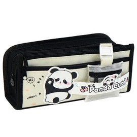 MUNSKT Kawaii Panda Pencil Case, Elegant, Large Capacity Pencil Case, Black, One Size, The Modern Wind (White)