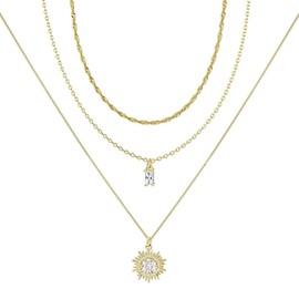 JSTHHTT 3 Pcs Halskette Damen, Goldkette Damen, Kette Damen, mehrreihige Halsketten für Damen, Verstellbarer Layering Schmuck für Frauen, Halsketten aus Gold für Damen, runde Anhängerkette