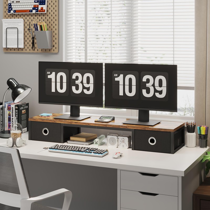 YAOHUOO 45" Large TV Riser with Fabric Drawers for 32-60