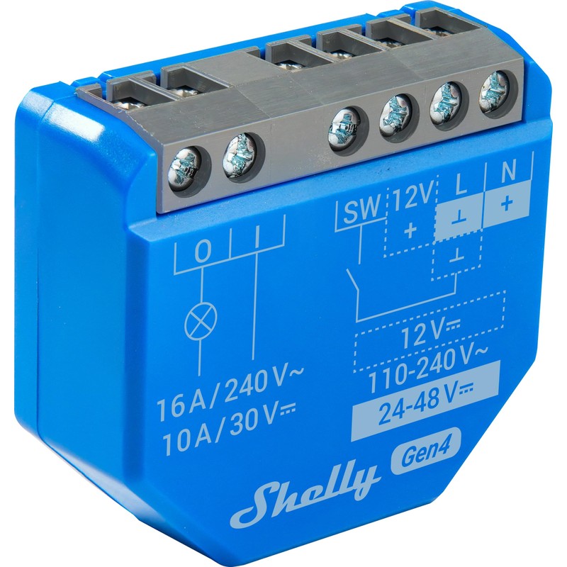 SHELLY 2 x 1 Gen4 16A Wireless Bluetooth Relay Blue