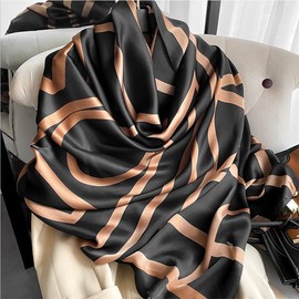 Myneiyi Fashion Scarves Scarf 100% Silk Feeling Scarf Silk Like Scarves Long Lightweight Sunscreen Shawls for Women