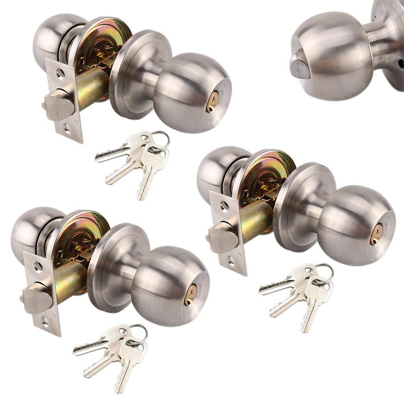 UONIKA 3 Pack Stainless Ball Door Knobs with Lock and