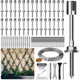 Acemaker Wire Trellis for Climbing Plants Outdoor, 30-Set Wall Wire Trellis Kit with 5/64"(2mm) x 150ft Stainless Steel Cable, T316 Espalier System for Fence and Garden DIY Projects