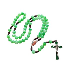 Rosary Necklace with Jesus Christ Cross Red Green Rosary Beads Necklace Faith Necklace for Women First Communion Baptism Jewelry Gifts