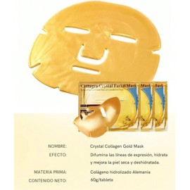 5 Mascarillas Faciales Oro Gold 24k Doradas Con Colageno, Antiarrugas Revitalizante Antiedad Para Hidratar, Nutrir Y Cuidar La Piel, Rejuvenecedoras