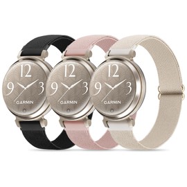 Conidido 3 Pack Nylon Bands Compatible with Garmin Lily 2, 14mm Elastic Nylon Soft Loop Straps Quick Release Replacement Adjustable Wristband for Lily 2 Classic/Active Smart Watch Accessory for Women