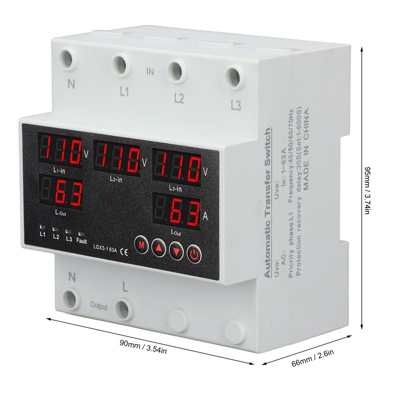 Automatic Transfer Switch, 3P 63A Automatic Switching Between Utility Power,