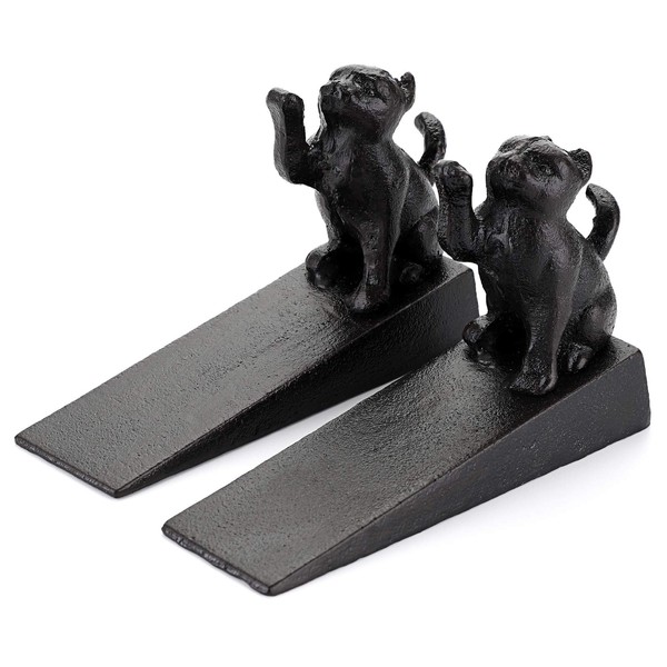 JuxYes Pack of 2 Cute Door Stop Decorative Cat Cast