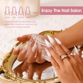 ROSALIND Clear Rose Pink Acrylic Poly Extension Gel, 2 PCS 60ml Clear Rose Poly Nail Gel Set, Builder Pink Gel Nail Thickening Poly Nail Gel Tube Easy to DIY Use Need UV Lamp