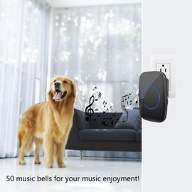 Wireless doorbell, waterproof doorbell kit（Includes an alkaline battery）, working range of 500 feet, volume adjustable, 50 chimes (1to1black)