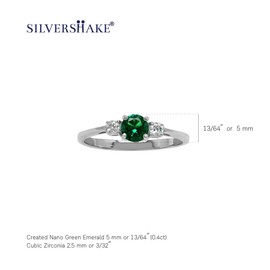 Silvershake Petite 5mm Round Shape Gemstone 925 Sterling Silver Eternity Promise Ring Jewelry for Women or Teens, Zirconia,925 Sterling Silver,Gemstone, green nano emerald - may birthstone