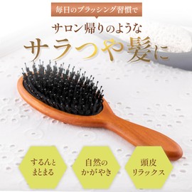 Kai KAI Hair Brush, Mini, Mix, Cushion Brush, Natural Bristle, Wood, Hair Care KQ3160