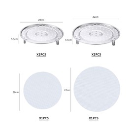 TIMJJG 2 Pieces Stainless Steel Steam Rack, 2 Steam Cloths Round Cooling Rack, Removable V Brackets for Home Kitchen (Diameter 20cm, 22cm)